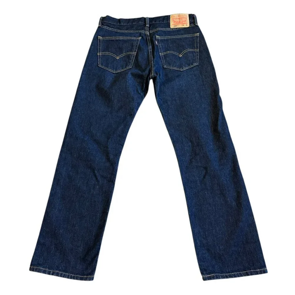 Levi's 505 Dark Wash Denim Jeans Regular Fit Straight Leg Size 33 x 30 Mens NWOT